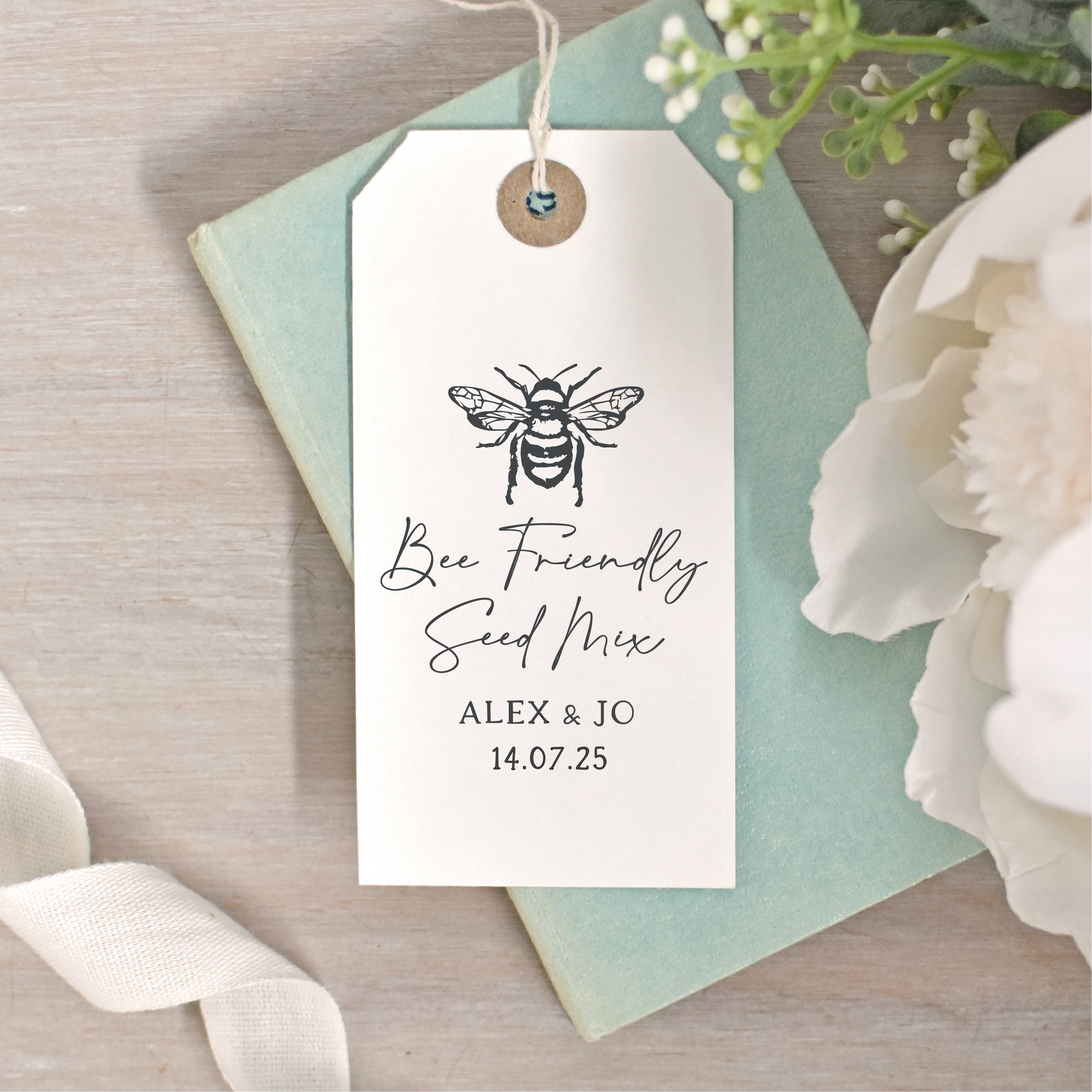 Bee Friendly Seeds Custom Rubber Wedding Stamp