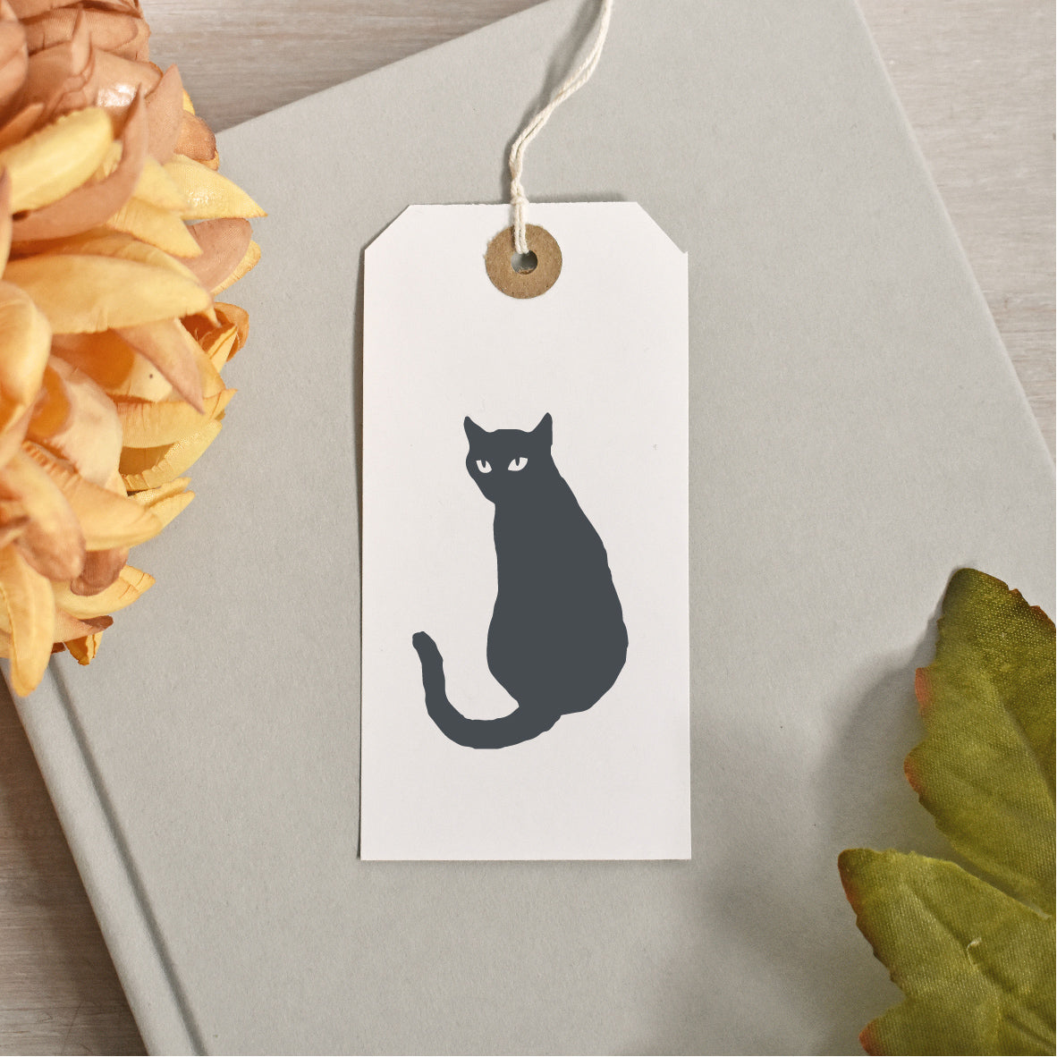 Lucky Black Cat Halloween Rubber Stamp