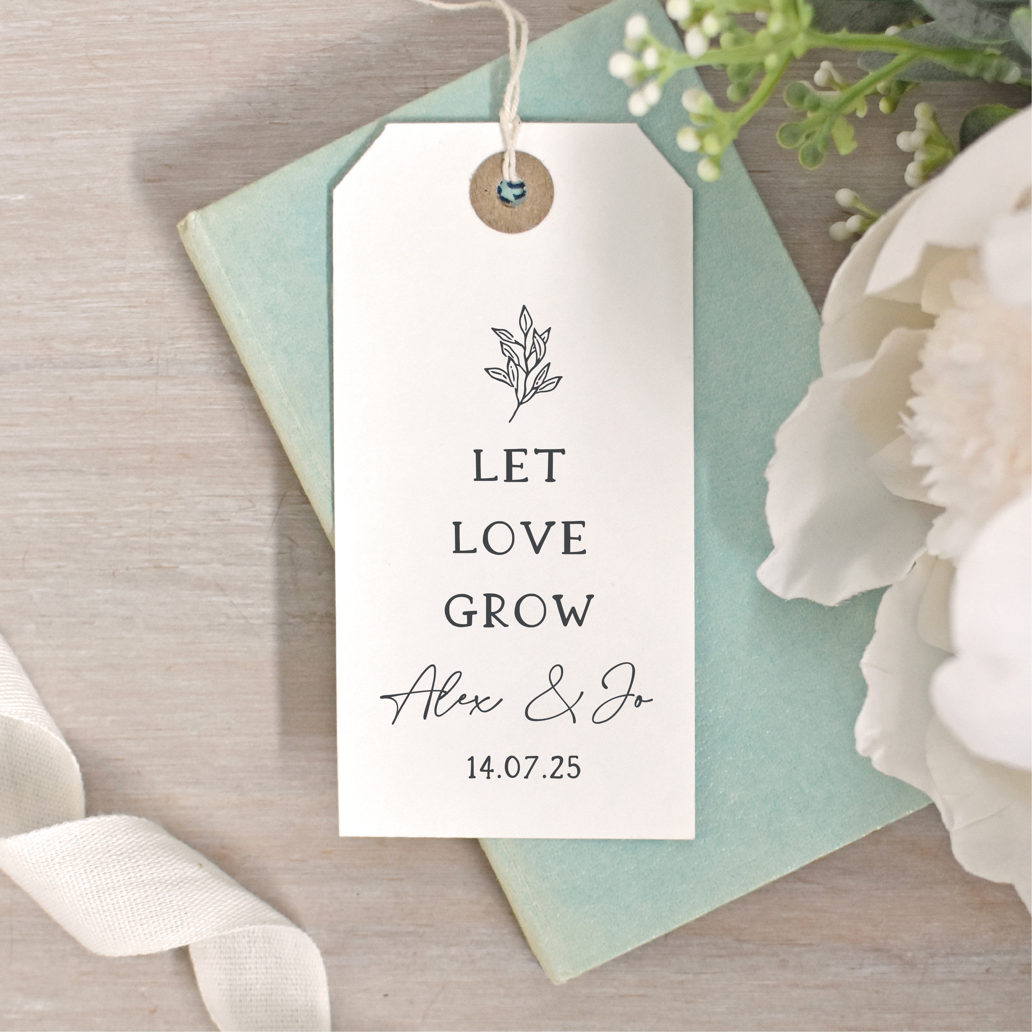 Leaf Let Love Grow Custom Wedding Stamp