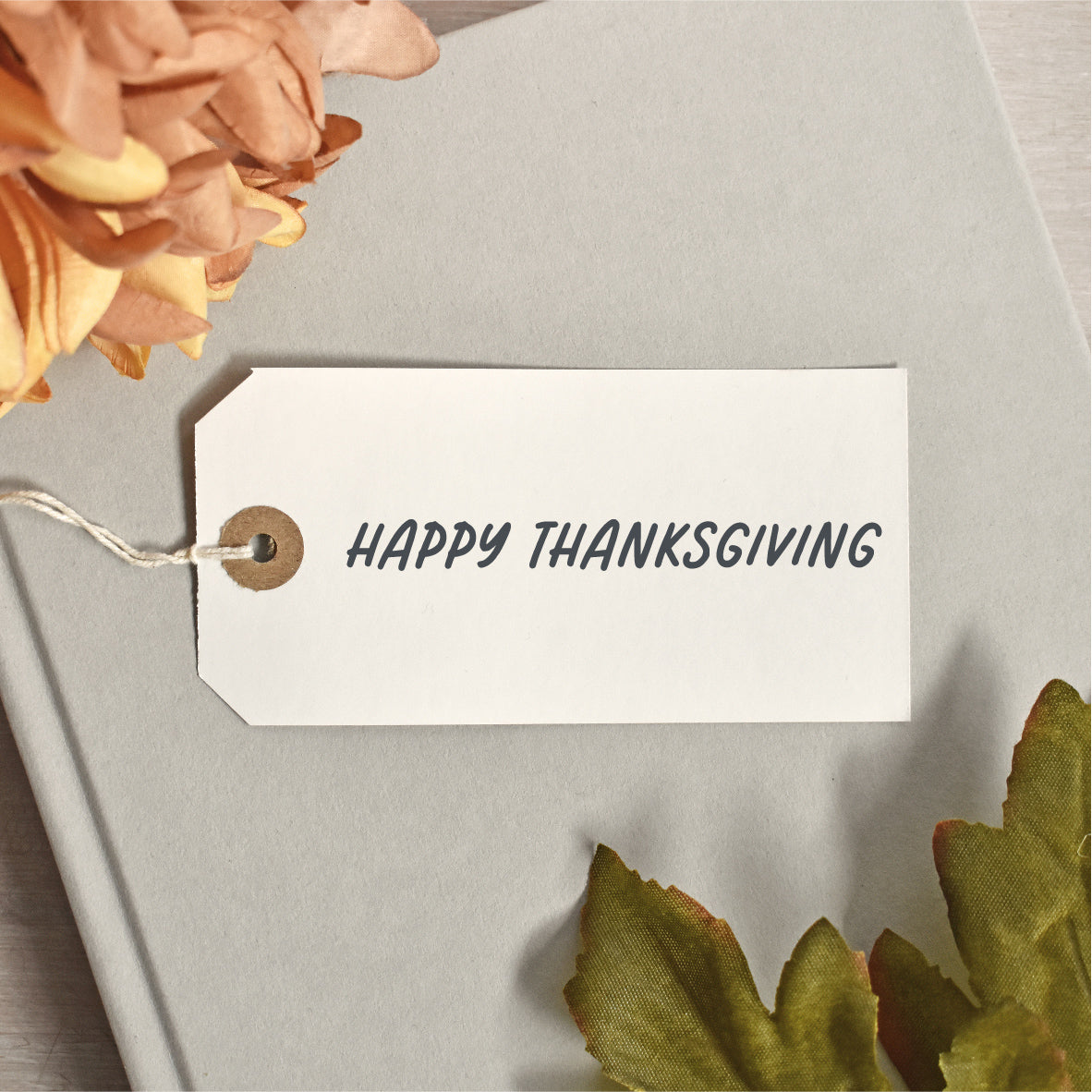 Single Line Simple Happy Thanksgiving Rubber Stamp