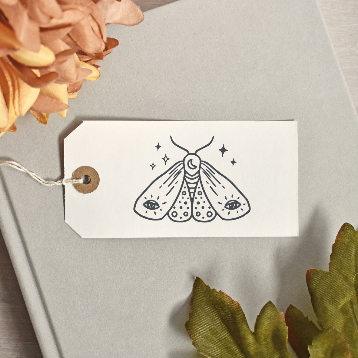 Magical Moth Halloween Rubber Stamp