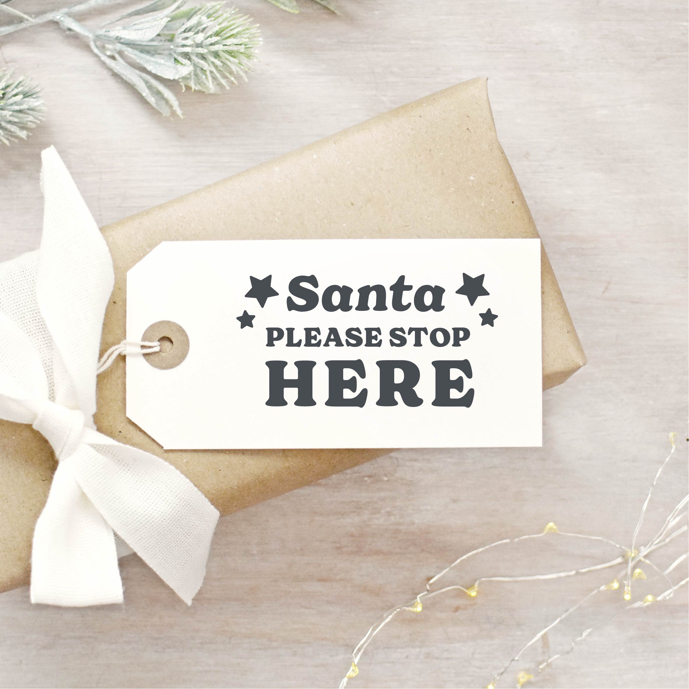 Santa Please Stop Here Christmas Rubber Stamp