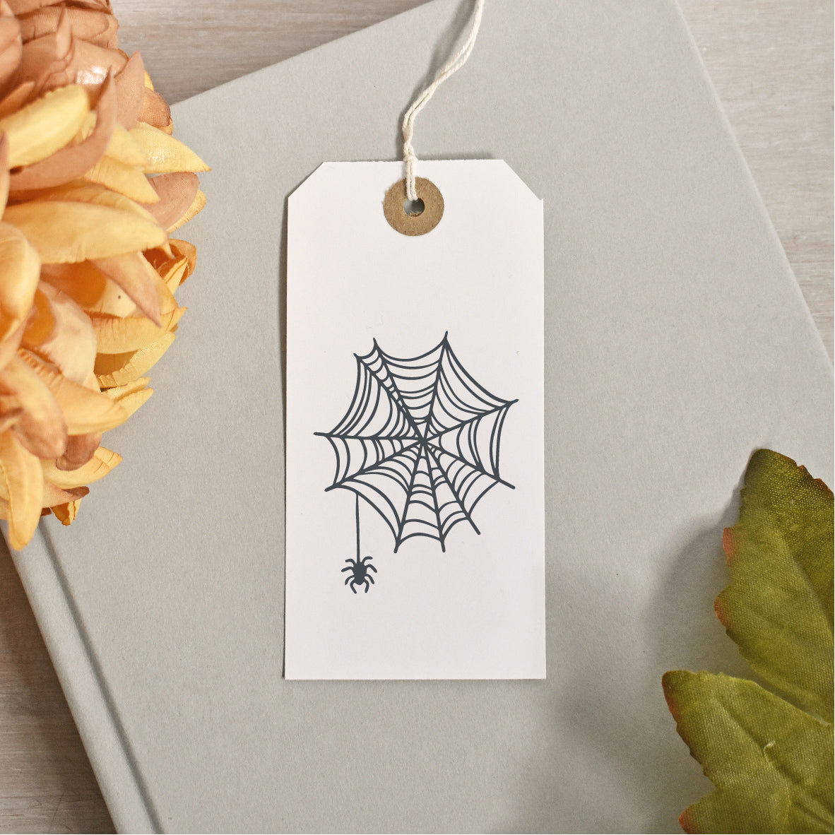 Cobweb and Spider Halloween Rubber Stamp