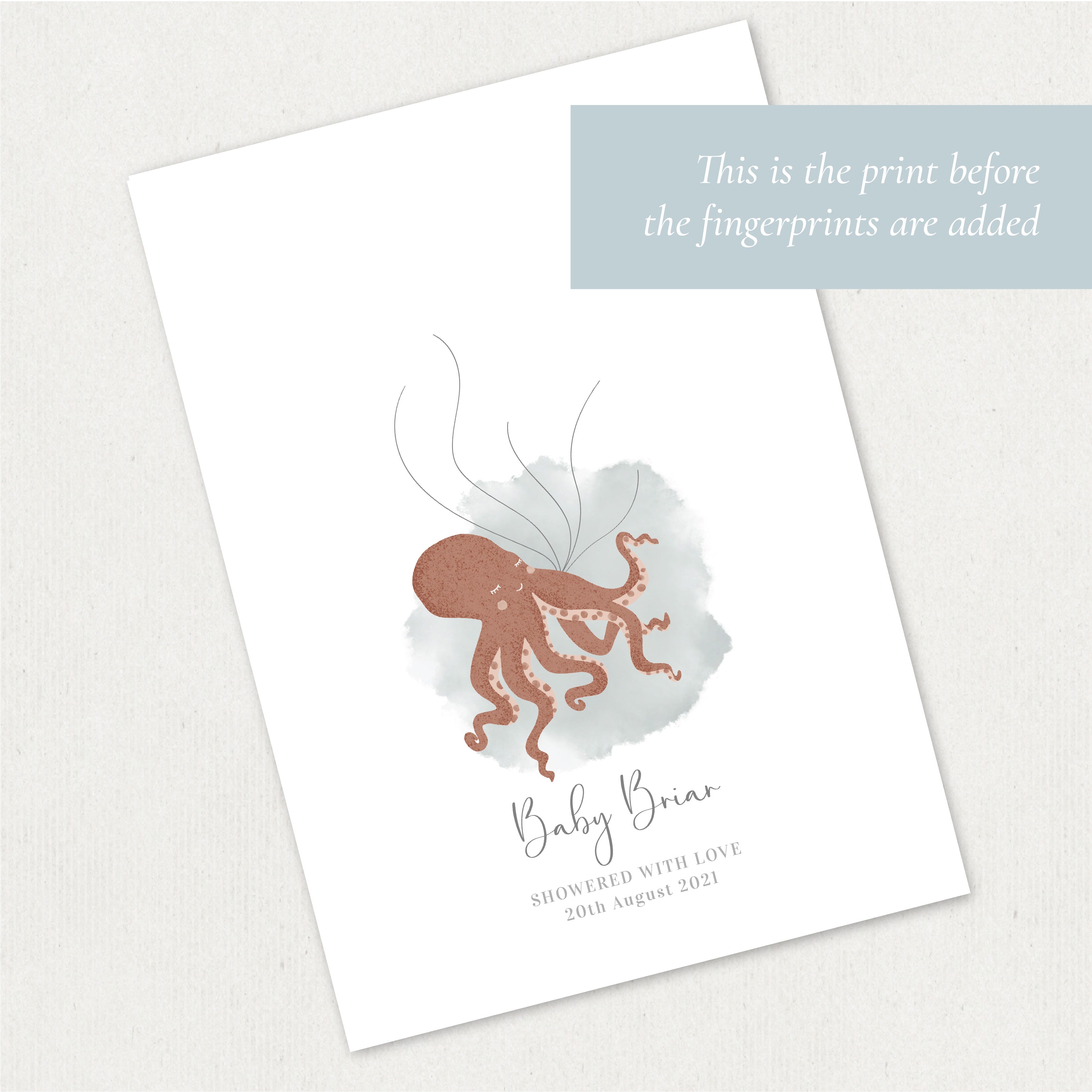 Octopus Fingerprint Baby Shower Print