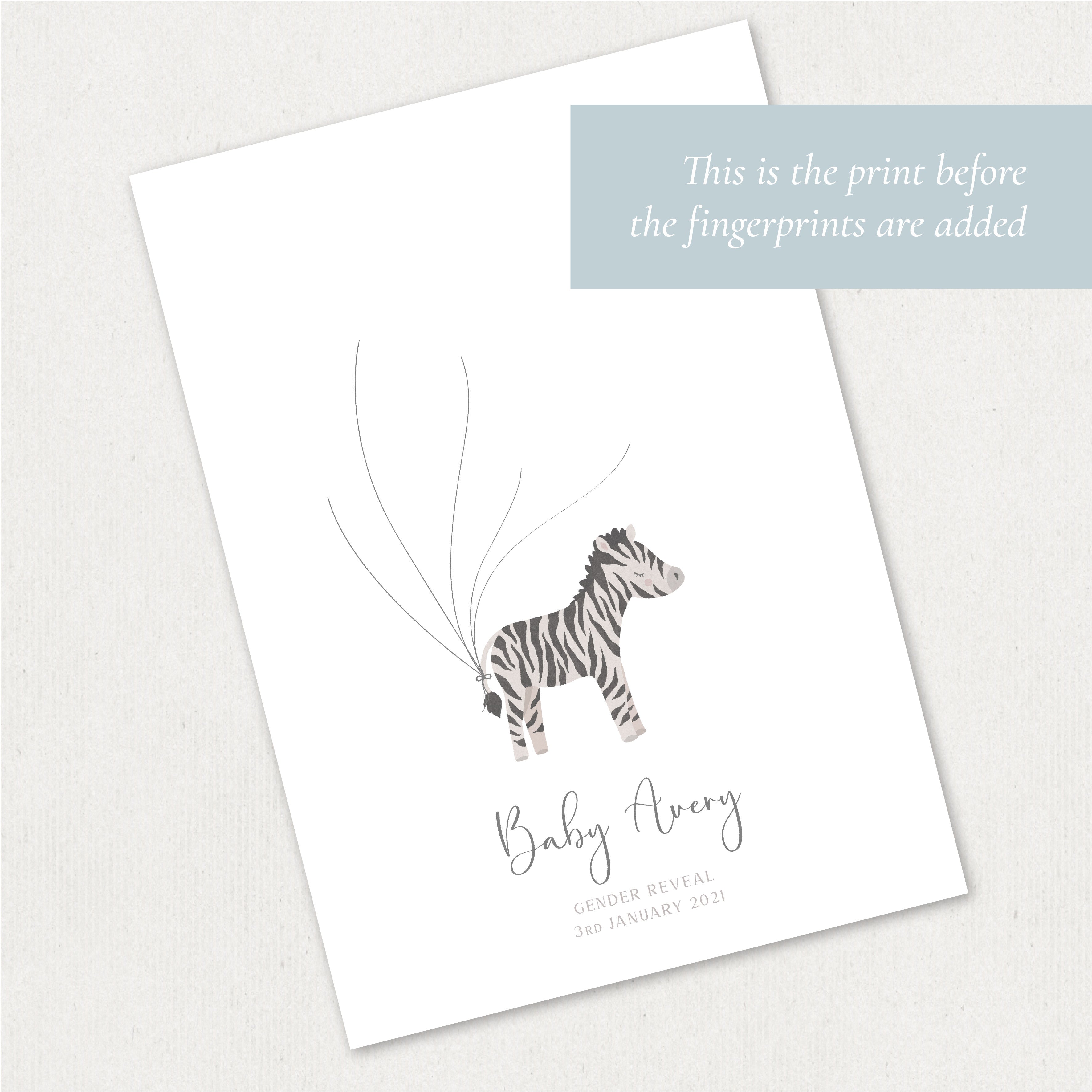 Zebra Fingerprint Baby Shower Print